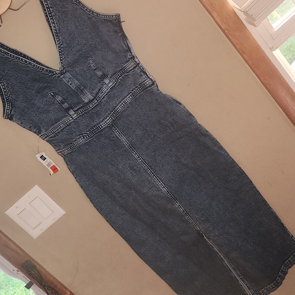 Nwt-Gap Sleeveless Stretch Denim Midi Dress. Size 0P - Picture 3 of 14